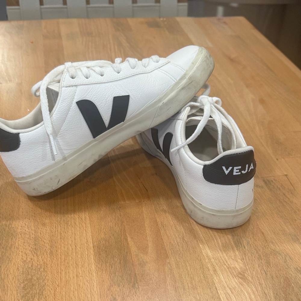Veja White Sneakers with Black Detailing